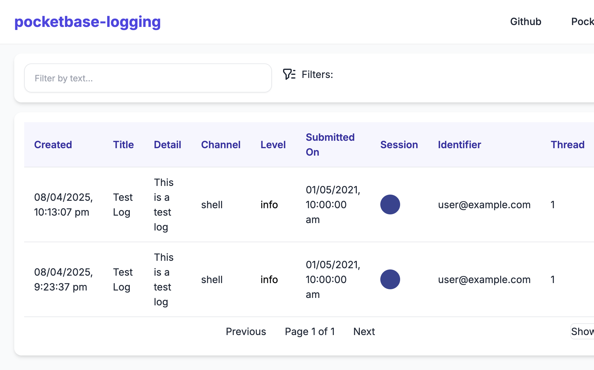 Screenshot of project